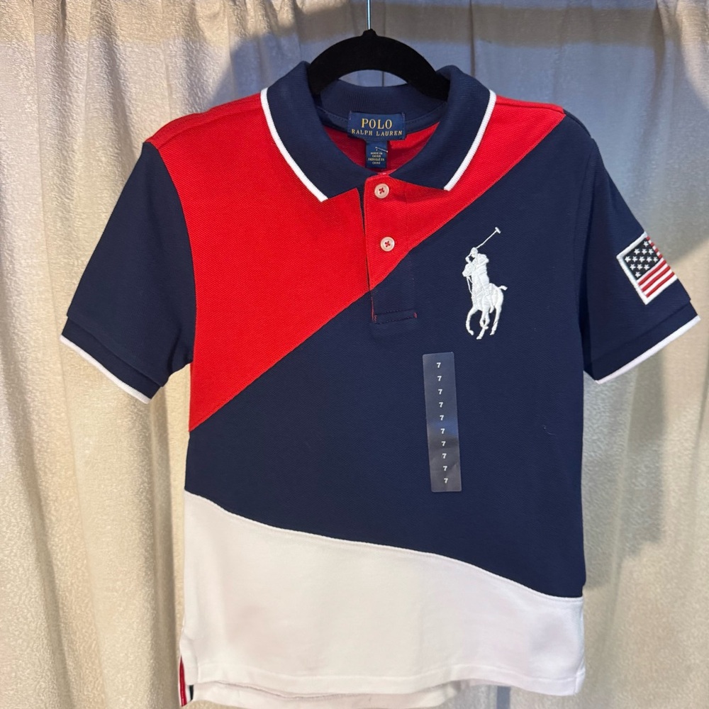 Polo by Ralph Lauren Kids Tri-Color Polo Shirt - Navy, Red, White
